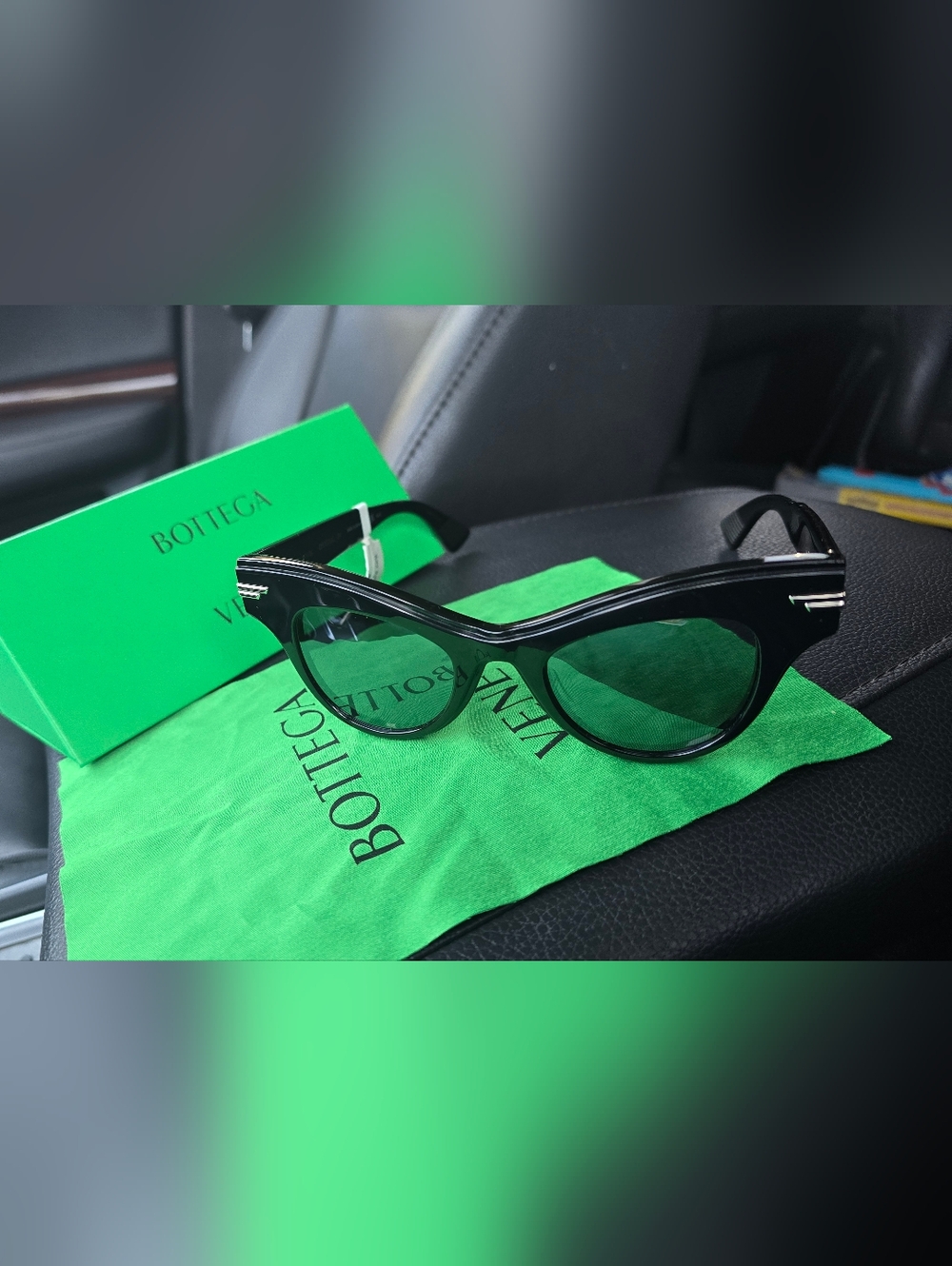 Bottega Veneta Black Cat-Eye Sunglasses